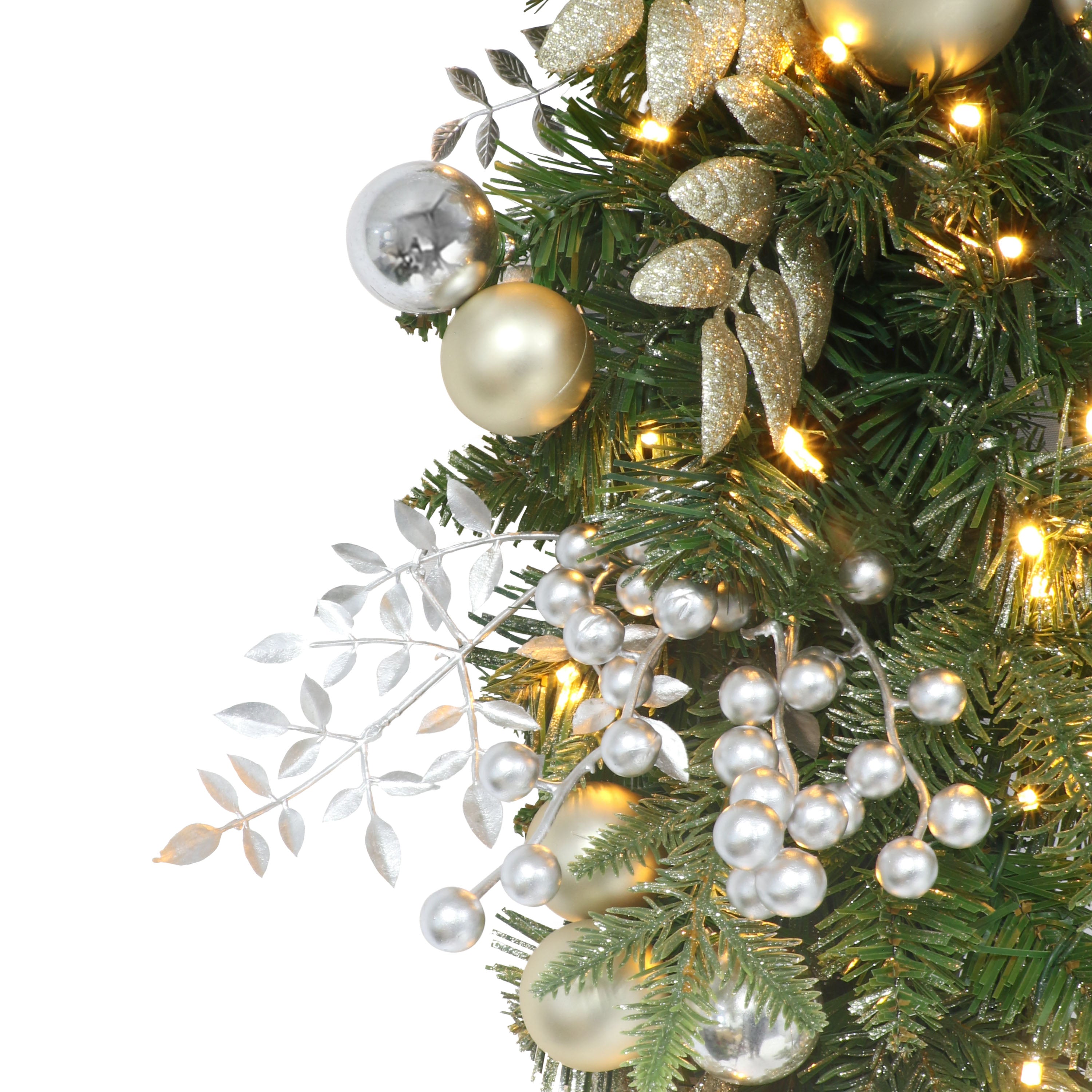 6' x 10" Battery-Operated Pre-Lit Gold Decorated Garland
